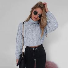 Women Casual Long Sleeve Turtleneck Crop Sweaters