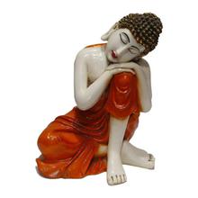 Orange/White Decorative Resting Buddha Statue