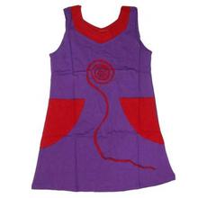 Purple/Red 100% Cotton Sleeveless Dress For Girls - F27.5.73
