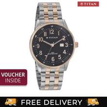 Titan 9441KM01 Black Dial Analog Watch For Men- Silver/Gold