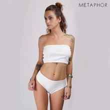 METAPHOR White Solid Tube Bikini Set For Women(Plus Size)- MSS01A