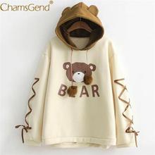 Harajuku Kawaii Bear Print Ear Hoodie Sweatshirt Women Girls