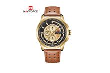 NaviForce NF9142 Day Date Function Luxury Chronograph Watch–Golden/Brown