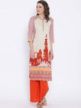 AURELIA Women’s Straight Printed Kurta – Red