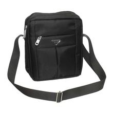 Black Solid Zippered Shoulder Bag For Men