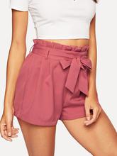 Self Tie Waist Paperbag Shorts