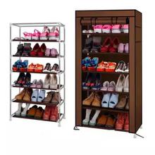 6-Layer Simple Design Non Woven Fabric Single Row Shoe Rack-Assorted Color