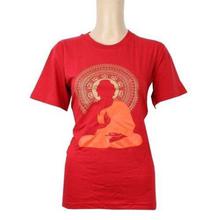 Half Sleeves Printed 100% Cotton T-Shirt For Women-Red