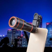 Clip-on 12x Optical Zoom Mobile Phone Telescope Lens HD