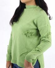 Rough design round neck sweater for women