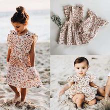 2019 Toddler Kid Baby Girl Clothes Boho Ruffle Floral Kid Dress Baby