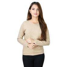 100% Wool Solid V-Neck Sweater- Light Brown