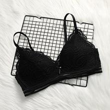 DERUILADY Sexy Thin Bralette Lingerie Lace Floral Wireless