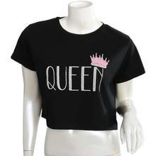 Black Queen Printed Crop T-Shirt For Women