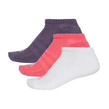 Adidas Pack of 3 Dark Grey/Pink/White Running 3 Stripes Cushioned No-Show X 3 Socks - CF7344