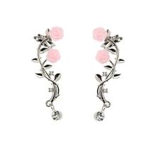 Korean Pink Rose Earrings for Women Personality Style A