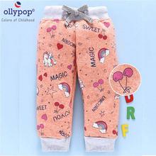 Ollypop Thick Cotton Printed Ribbed Pants for Kids