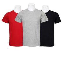 Pack Of 3 Plain 100% Cotton T-Shirt For Men-Red/Grey/Black