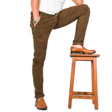 Virjeans Stretchable Cotton Check Chinos Pant for Men (VJC 712) Brown