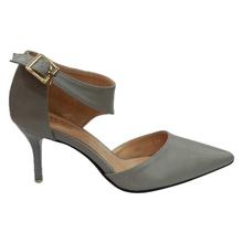 Grey Solid Ankle Strap Heels For Women