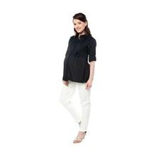 Nine Maternity Black Solid Nursing Shirt For Women