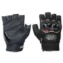 Black Pro Biker Grip Half Gloves