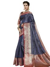 Stylee Lifestyle Navy Blue Banarasi Silk Jacquard Saree - 2119