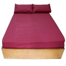 Burgundy Solid King Size Bedsheet With 2 Pillow Covers