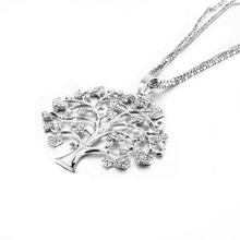 Silver Color Tree Of Life Necklace With Austrian Crystals