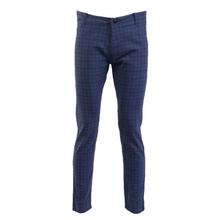 Slim Fit Check Chinos Pant For Men-Blue