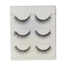 Black Handmade Natural Eyelashes For Women Set - 3 Pairs (3D-22)