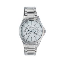 Titan 9323SM01 Octane White Dial Analog Watch For Men - Silver