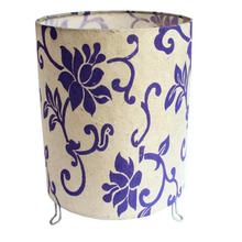 Floral Round Designed Lamp Stand With Holder - White/Purple