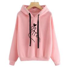 Women Hoodies Casual Kpop Bangtan Boys Finger Heart Love