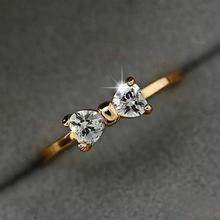 Heart Shaped Stone Studded Bow Designed Finger Ring for Women