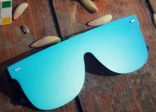 Vintage Sky Blue mercury polarized Rimless Square frame Flat Sunglasses