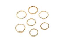 Gold Toned Crystal Chain Ring Set For Women