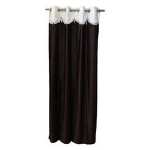 Plain Brown Curtains With White Jhalar Belt