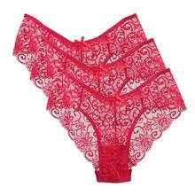 3 Pieces Panties Woman Underwear Briefs Sexy Lace Breathable