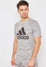 Adidas Grey/Black Essential AOP T-Shirt For Men - CY6310