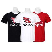 Pack Of 3 Nepal Printed 100% Cotton T-Shirt For Men- Black/White/Red - 02