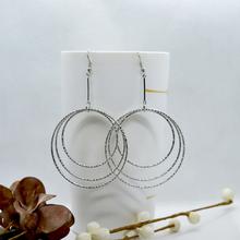 Silver Round Hoop Drop Earrings