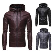 Men's Fashion Hooded PU Leather Jacket