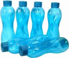 Cello Present Maxis Pet 1000ml Unbreakable Water Bottle in Set of 6 pcs Blue Colour 1000ml Bottle (pack of 6,Blue,Plastic)