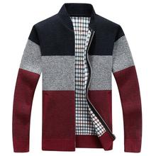 Men's Classic Long Sleeve Full Zip up Fleece Knitted Cardigan Sweaters - Dark colour