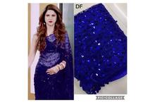 Royal Blue Sequin Work Saree With Unstitched Blouse For Women