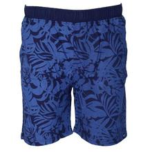 Denim Blue Cotton Leaf Designed Bermuda Shorts For Men - (BR310)