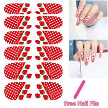 White Dot Rose Strawberry Cartoon Design Nail Art Sticker Self Adhesive