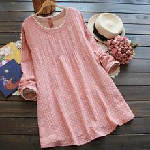 Autumn Spring Linen Cotton Loose Maternity Dresses for Pregnant