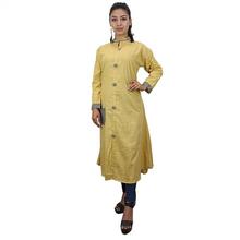 Melange Mustard Front Buttoned Khurti